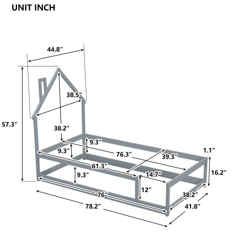 Cozy Grey House Bed for Kids