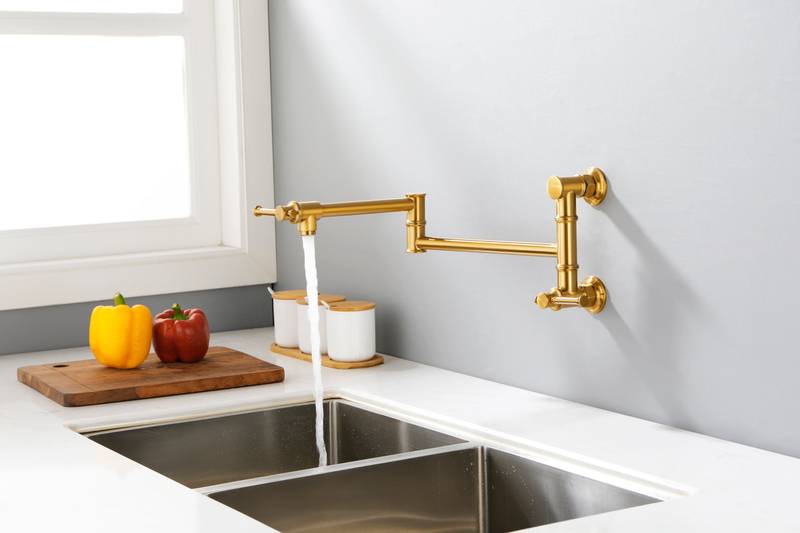 Wall-Mounted Brass Pot Filler Faucet