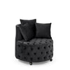 Cozy Velvet Swivel Chair with Tufted Design and Plush Pillows