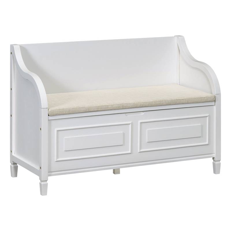 Rustic Charm Storage Bench with Safety Hinge