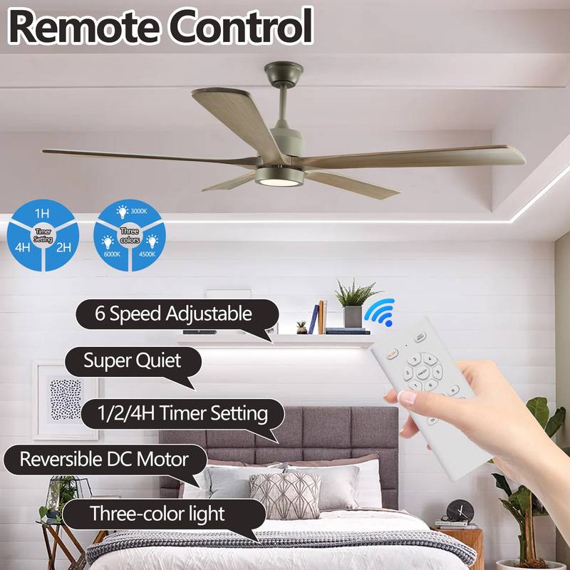Sleek Wood Ceiling Fan with Light & Remote Control