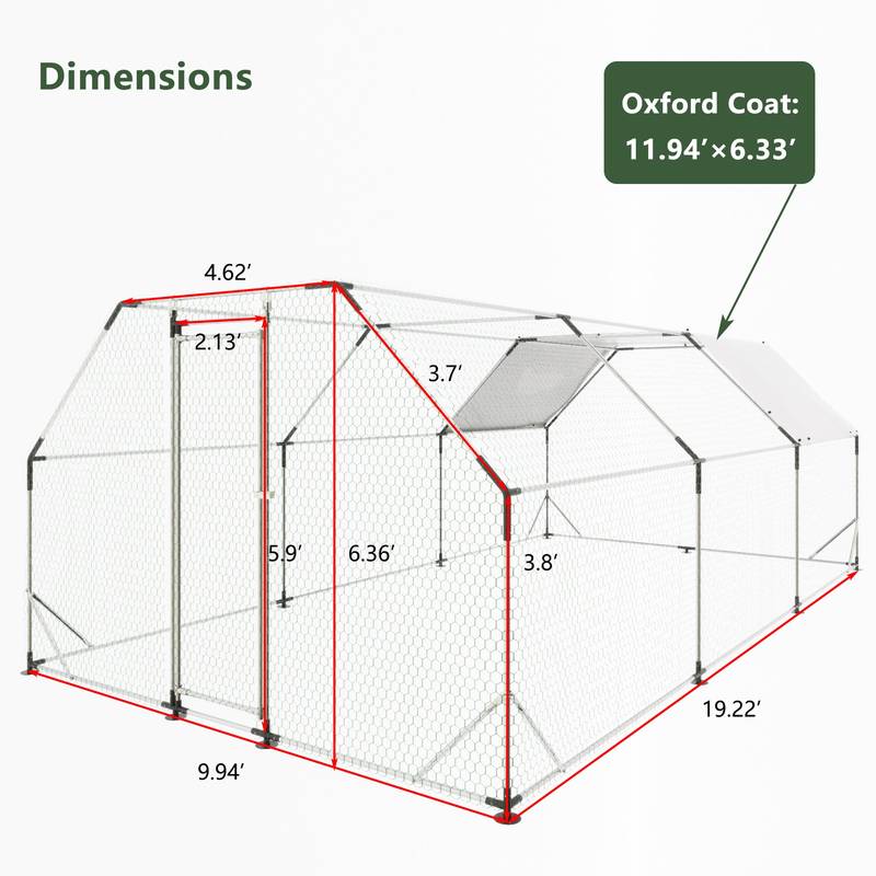 Spacious Galvanized Chicken Coop and Run