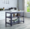 Chic Marble Top Kitchen Island with Gray Finish