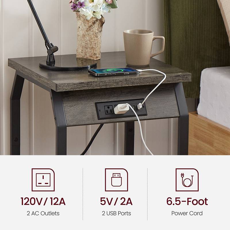 Stylish Charging End Tables - Set of Two with USB Ports