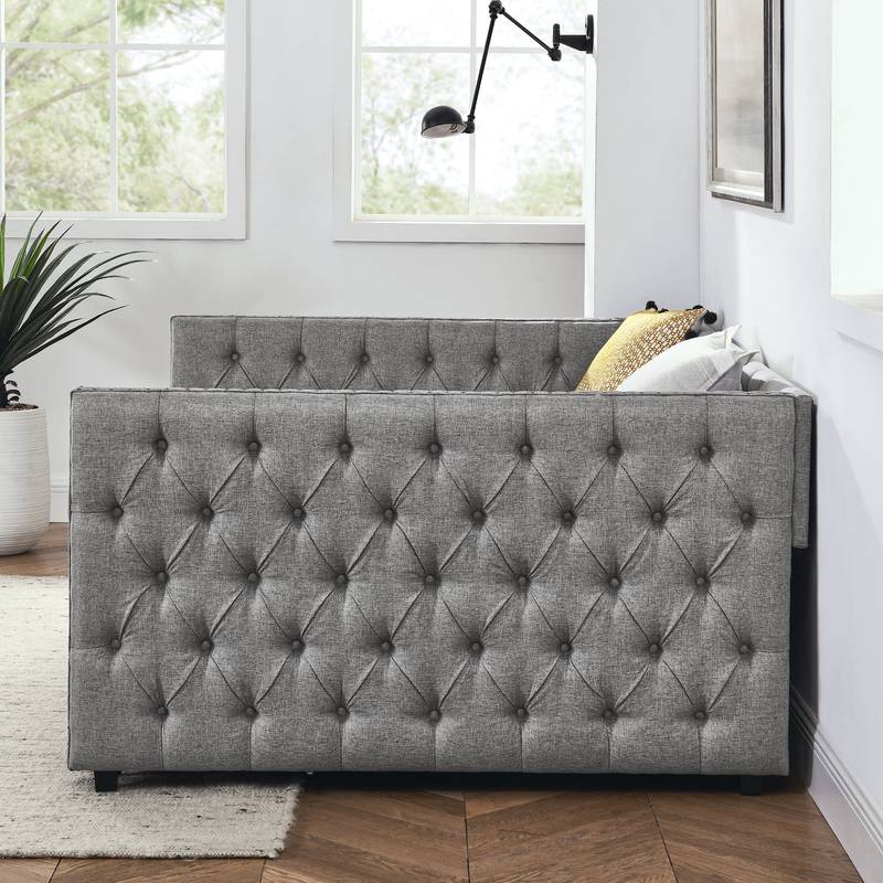 Stylish Grey Daybed with Storage Drawers
