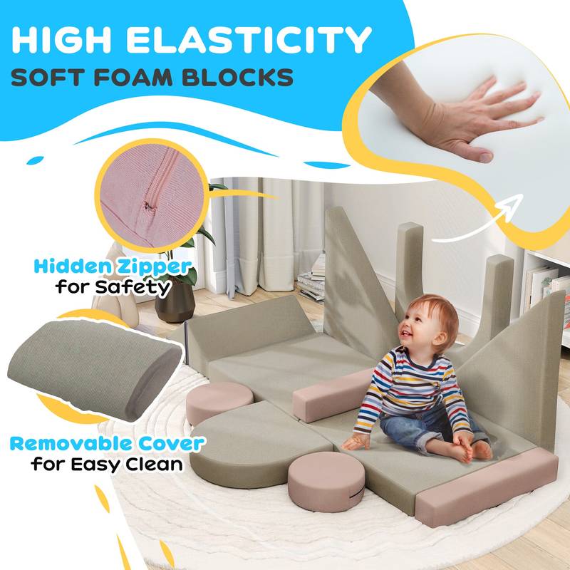Cozy Kid's Play Couch Set in Pink