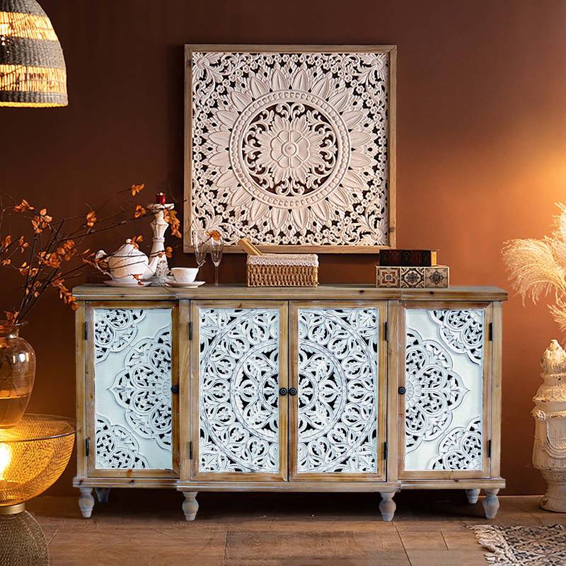 Charming Hollow-Carved Storage Cabinet