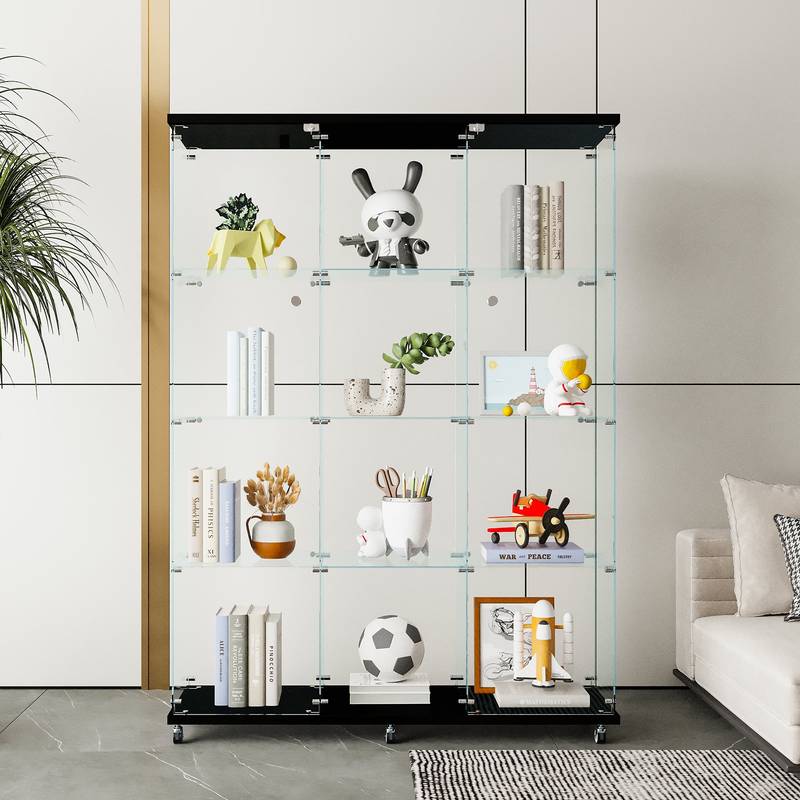 Black Curio Cabinet - Stylish Glass Display for Any Room