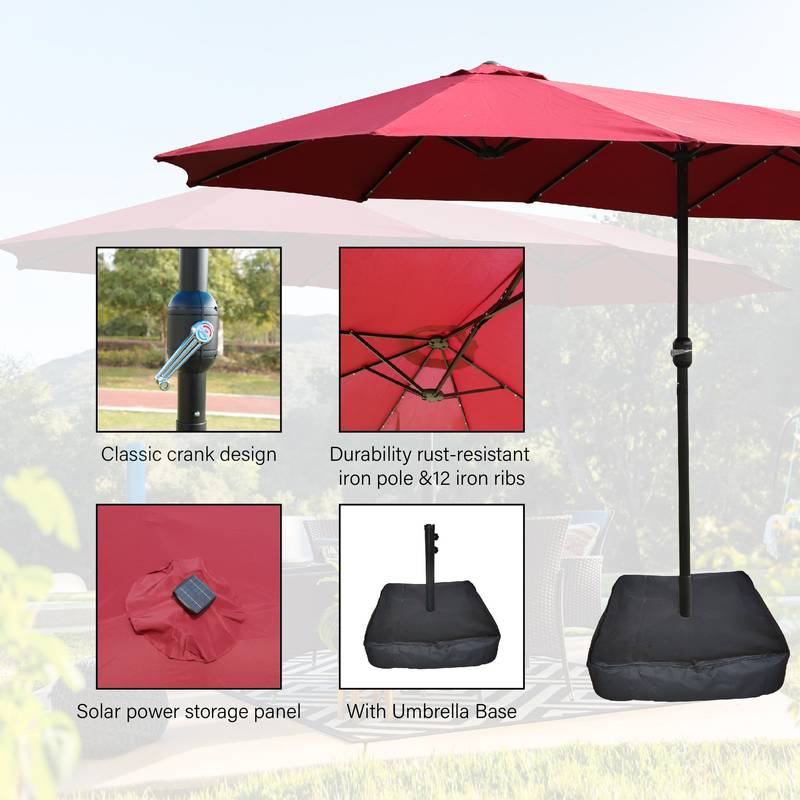 Vibrant Double-Sided Patio Umbrella with Base