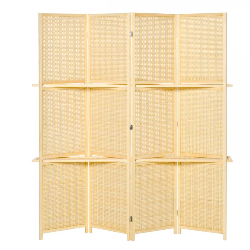 Bamboo Breeze Folding Room Divider with Shelves