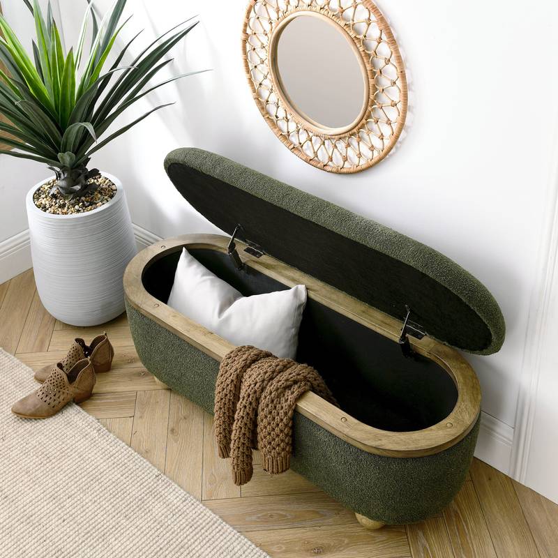 Cozy Green Storage Bench