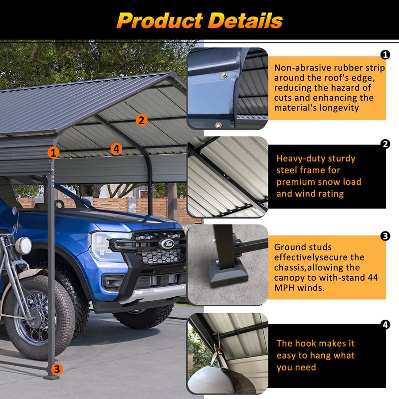 All-Weather Carport Shelter – Heavy Duty Protection for Your Vehicle!