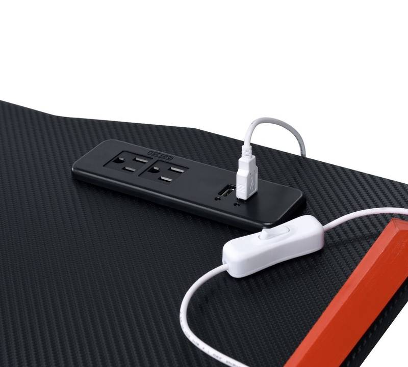 ACME Dragon Gaming Table with USB Hub - Black & Red