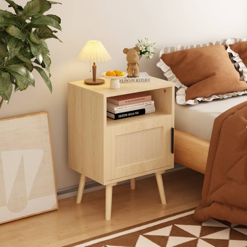 Chic Rattan Nightstand with Open Shelf - Perfect for Small Spaces