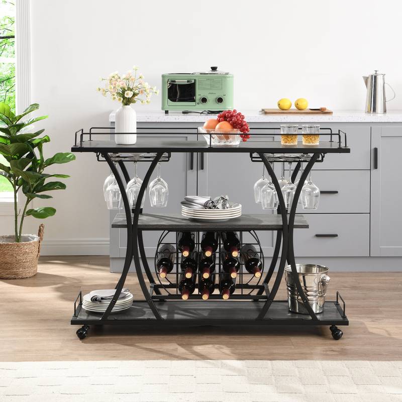 Rolling Rustic Bar Cart