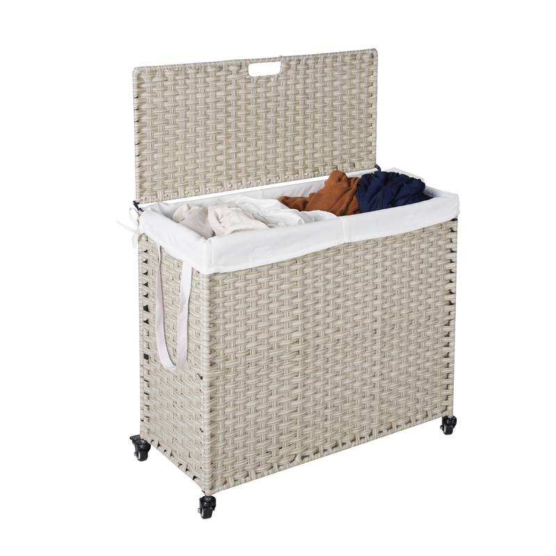 Stylish Grey Laundry Hamper with Removable Bags and Wheels