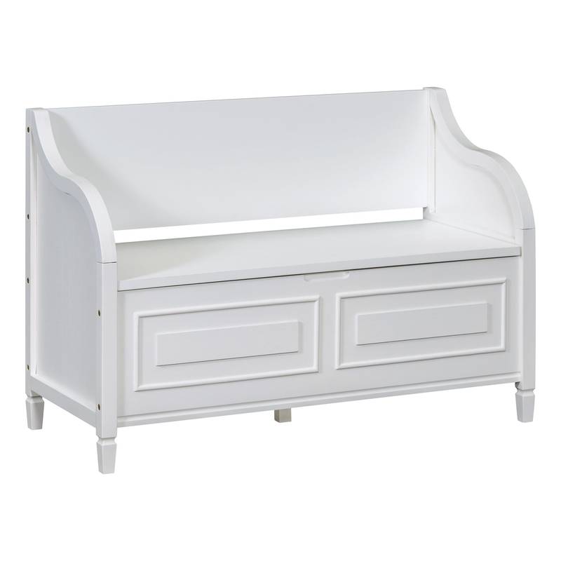 Rustic Charm Storage Bench with Safety Hinge