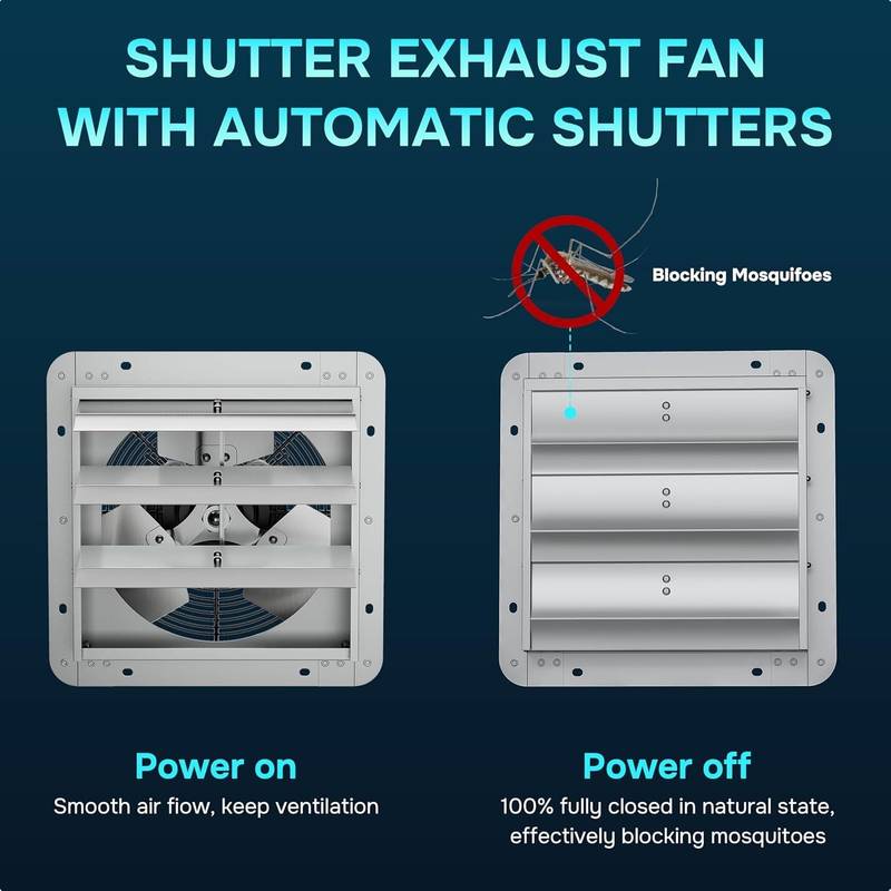 Powerful Wall-Mounted Exhaust Fan with Speed Control for Attics and Garages