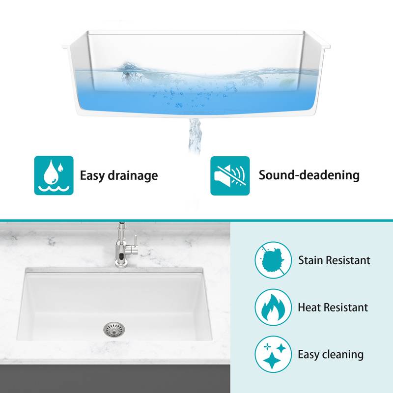 Elegant White Quartz Workstation Sink