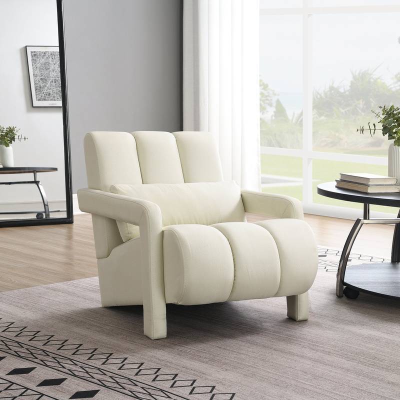 Cozy Beige Linen Accent Chair