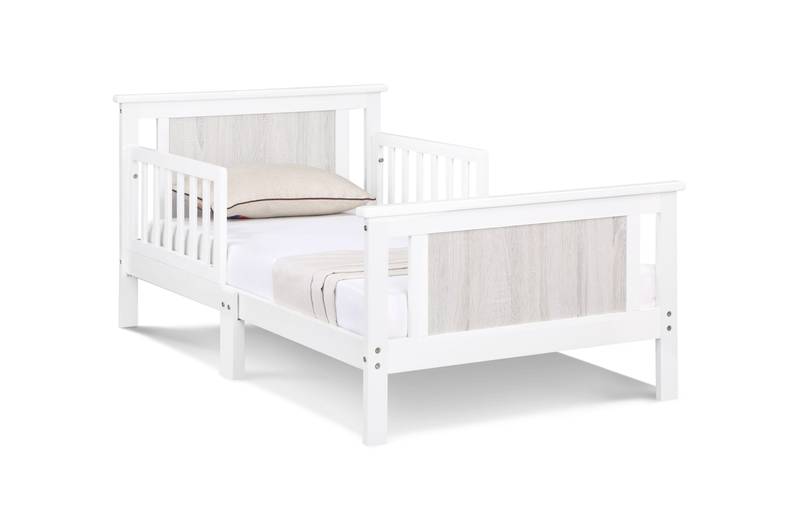 Cozy Convertible Toddler Bed in White & Gray