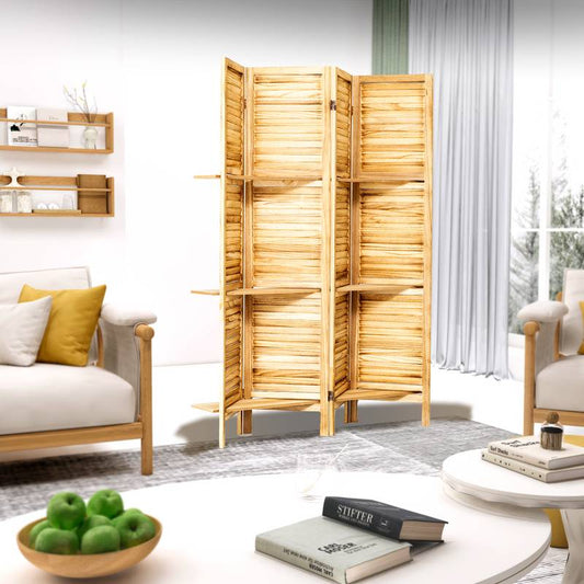 Chic Wood Room Divider with Shelves