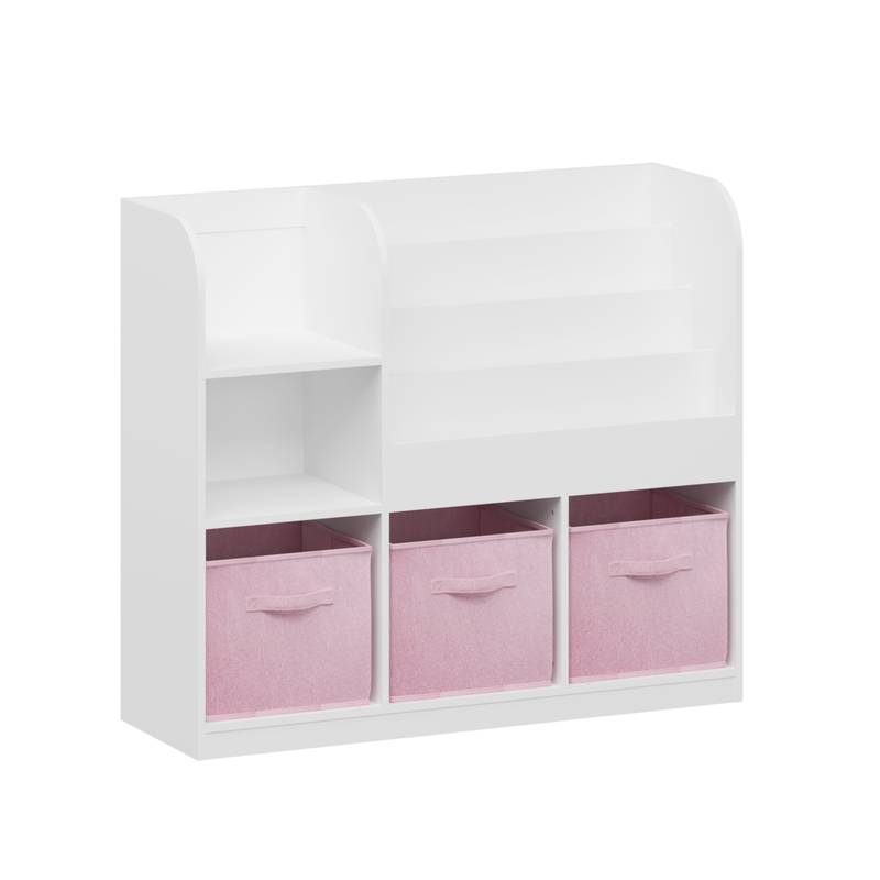 Whimsical Kids' Bookcase with Fun Fabric Drawers