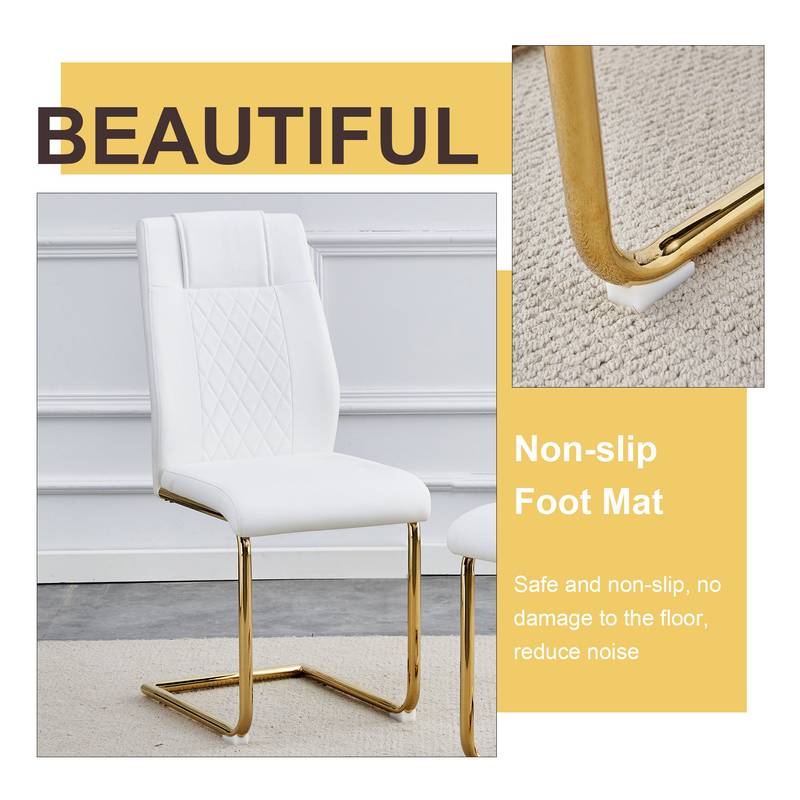 Chic Glass & White Chair Dining Set