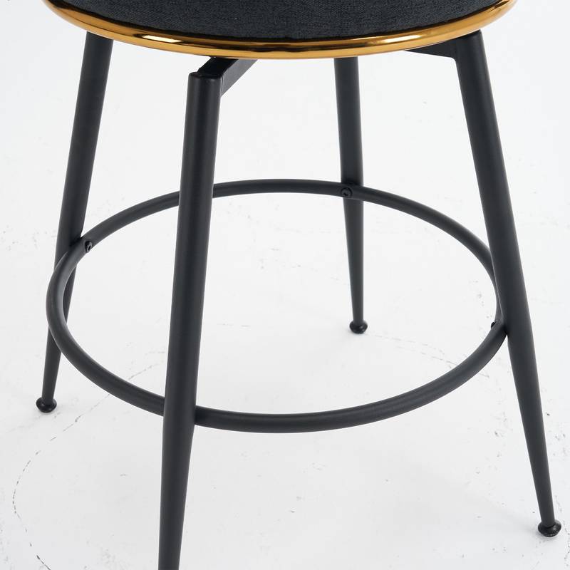 Stylish Gray Swivel Bar Stools with Metal Accents