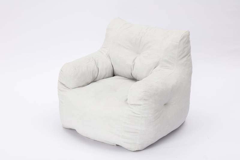 Cozy Ivory Velvet Memory Foam Bean Bag Chair