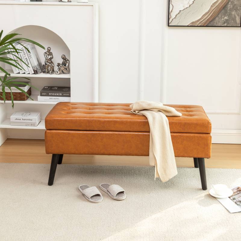Stylish Leather Storage Bench