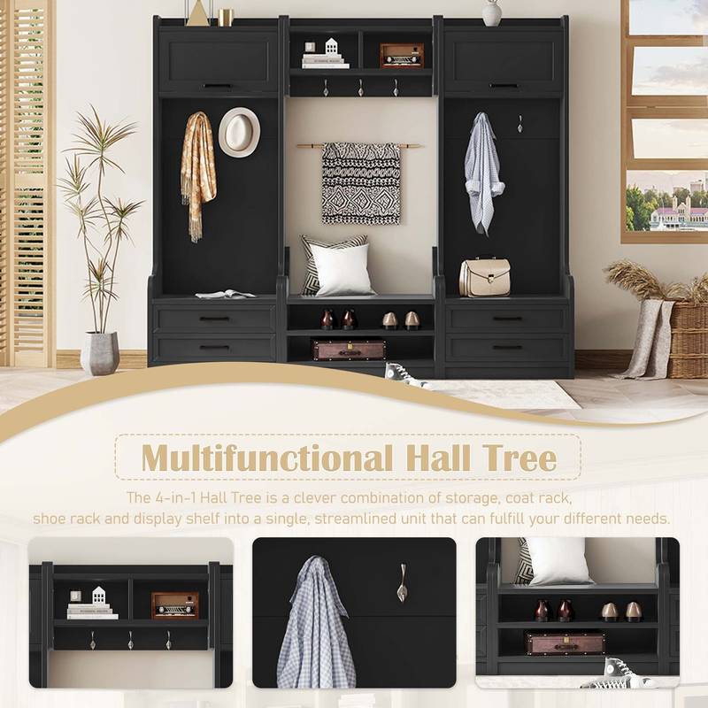 Versatile Hall Tree with Storage & Hooks