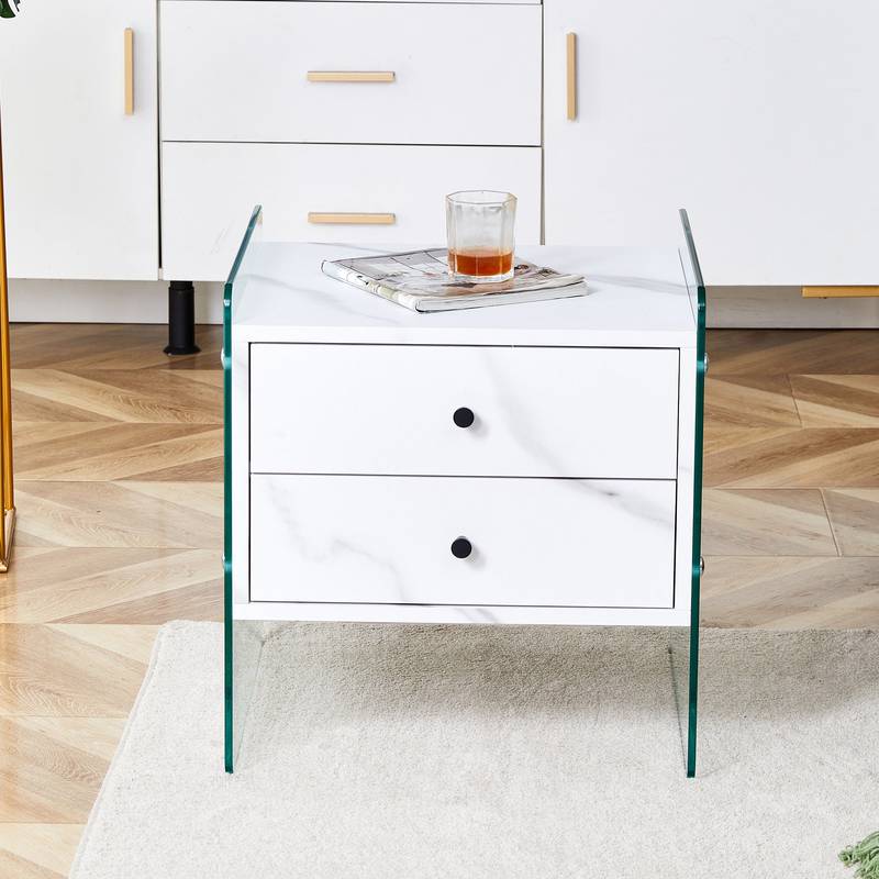 Chic Glass-Top Nightstand