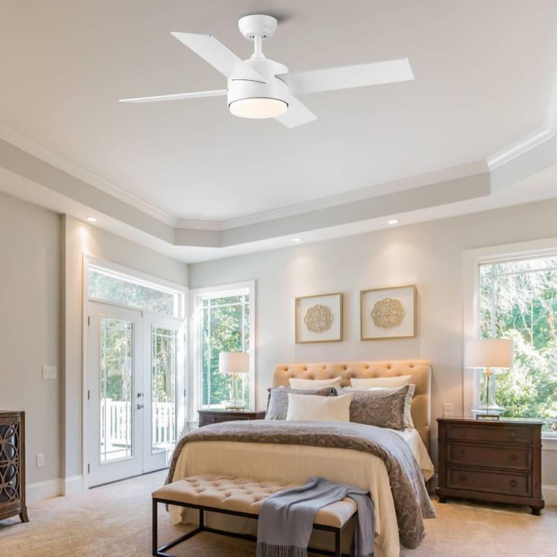 Sleek LED Ceiling Fan with White Blades