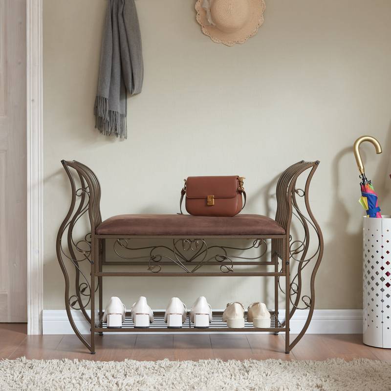 Chic Upholstered Bed Bench with Arms
