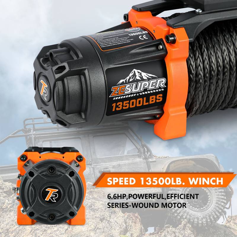 ZESUPER Heavy-Duty Electric Winch with Synthetic Rope and Remote Control