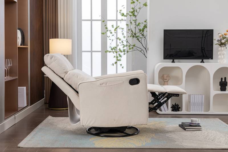 Cozy Beige Swivel Rocker Glider Chair