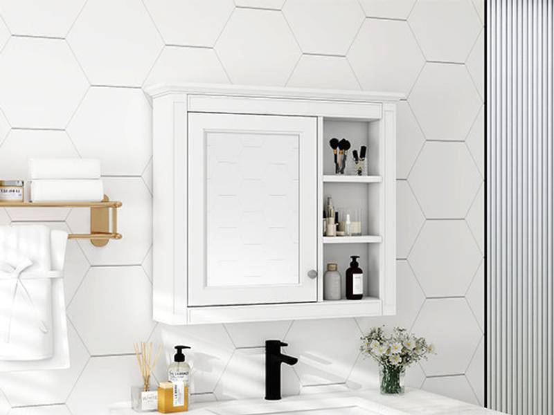 Sleek Wall-Mounted Medicine Cabinet with Mirror & Shelves