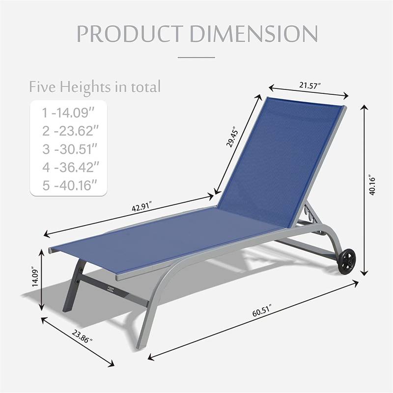 Blue Bliss Outdoor Lounge Chairs - Adjustable, Wheeled Comfort for Poolside Relaxation!