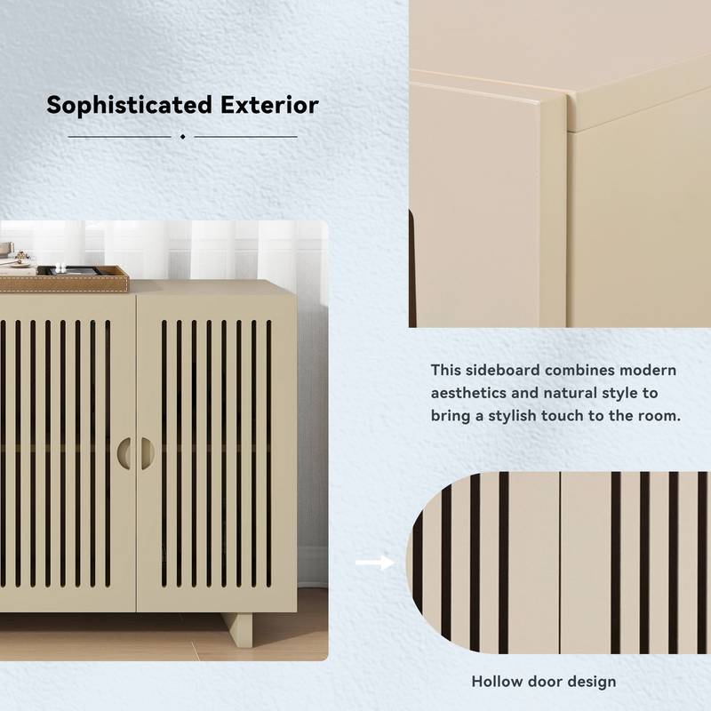 TREXM Chic Sideboard with Smart Storage and Stylish Hollow Doors