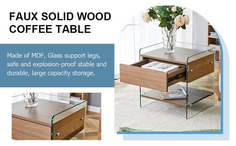 Chic Glass-Top Nightstand with Drawers