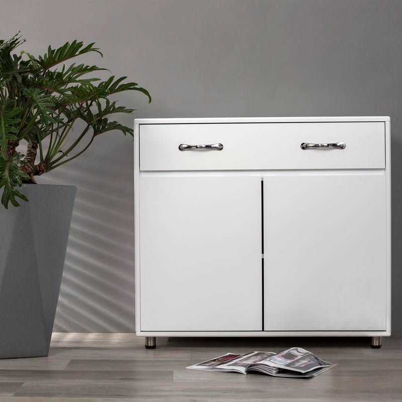 Chic White Two-Door Side Table