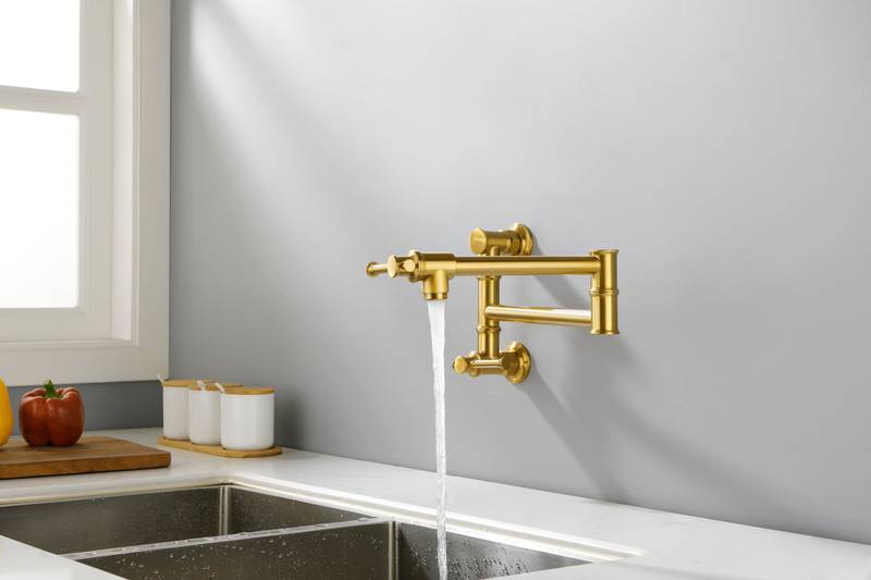Wall-Mounted Brass Pot Filler Faucet