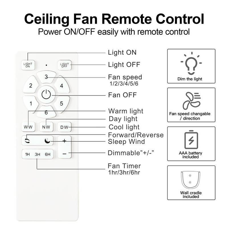 Sleek LED Ceiling Fan with White Blades