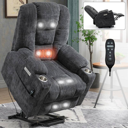CozyLift Massage Recliner for Seniors - Plush Comfort with Heat and USB Charging