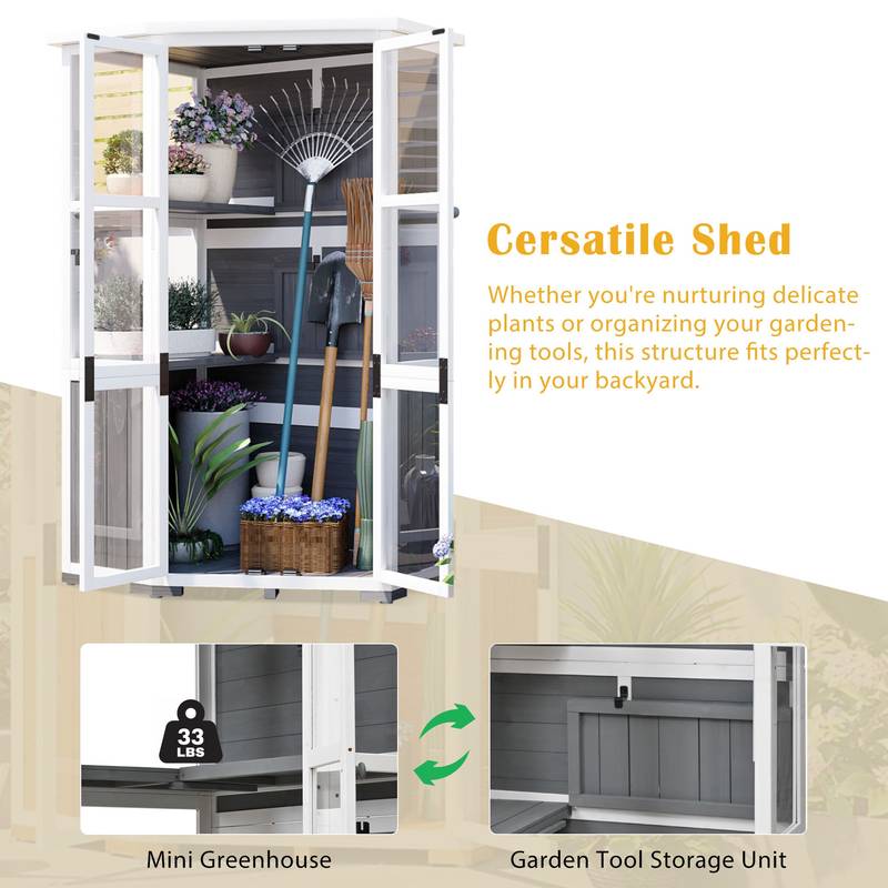 Garden Storage Haven: Stylish Outdoor Shed and Mini Greenhouse