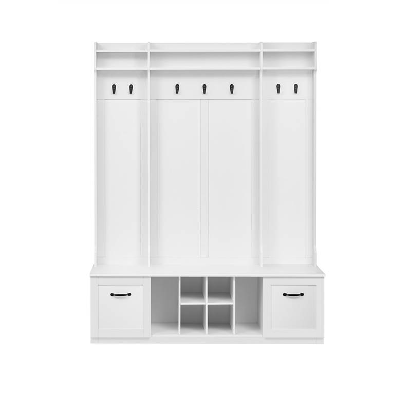 Versatile Entryway Bench with Coat Rack & Drawers