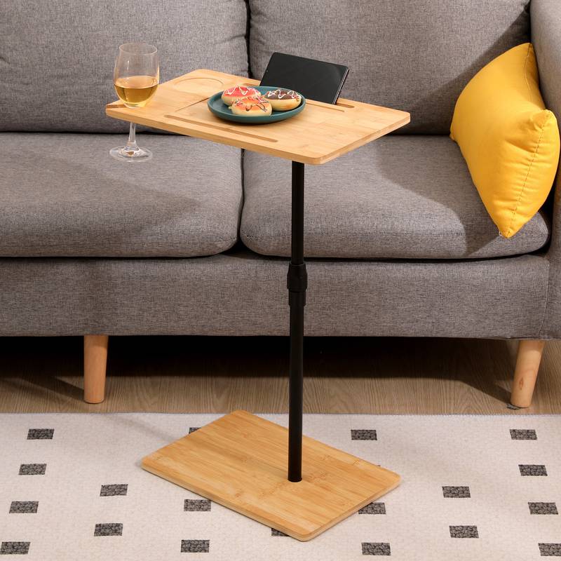 Versatile Bamboo C-Shaped Sofa Tray Table
