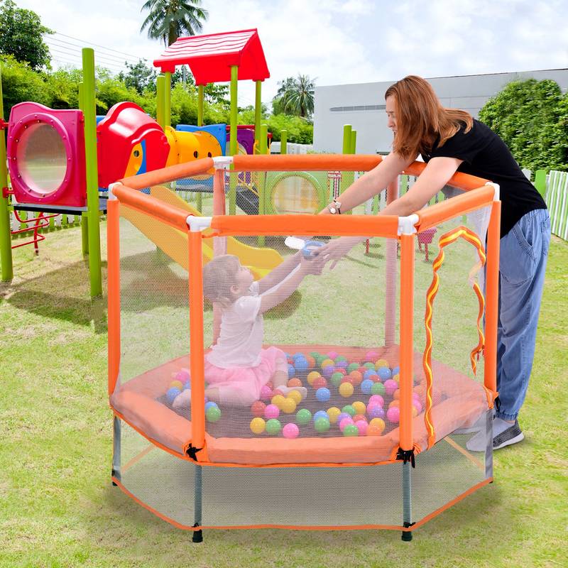 Kiddo’s Fun Jump Trampoline with Safety Net and Balls