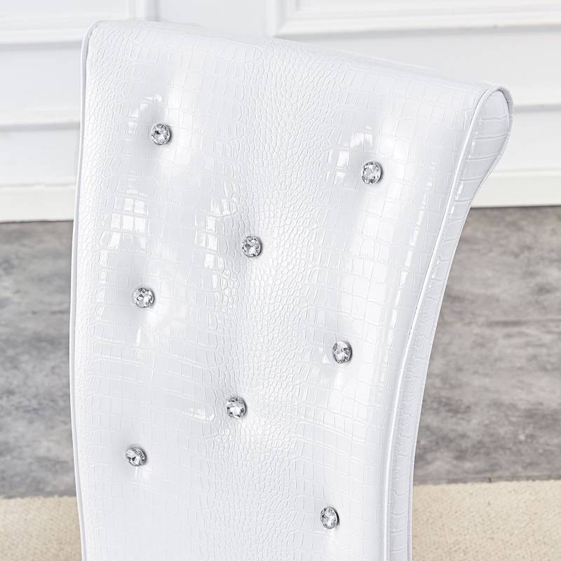 Chic Alligator Skin Dining Chairs with Crystal Accents